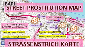 Street Prostitution Map of Bari, Italy, Italia, Italien with Indication where to find Streetworkers, Freelancers and Brothels. Also we show you the Bar, Nightlife and Red Light District in the City